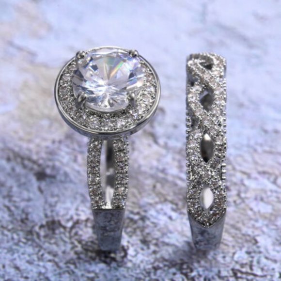 NEW 925 Silver White Sapphire Wedding Ring - Picture 3 of 6